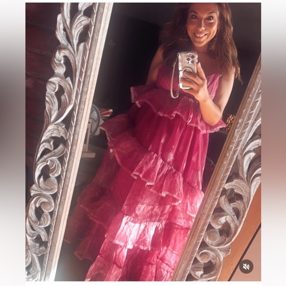 NWT Anthropologie Let Me Be Sleeveless Sheer Tiered Midi Dress Sz S - Picture 8 of 16